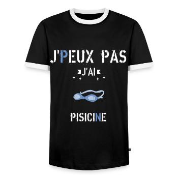 J Peux Pas J Ai Piscine - T-shirt contrasté Homme - noir/blanc - Devant - AI Model Female 172 light (172cm) & AI Model Male 178 light (178cm)