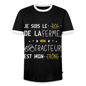 Tracteur agricole - T-shirt contrasté Homme - noir/blanc - Devant - AI Model Female 172 light (172cm) & AI Model Male 178 light (178cm)