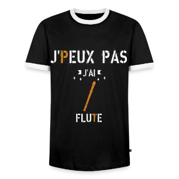 J Peux Pas J Ai Flûte - T-shirt contrasté Homme - noir/blanc - Devant - AI Model Female 172 light (172cm) & AI Model Male 178 light (178cm)