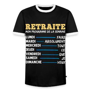 Retraite mon programme humour retraité cadeau - T-shirt contrasté Homme - noir/blanc - Devant - AI Model Female 172 light (172cm) & AI Model Male 178 light (178cm)
