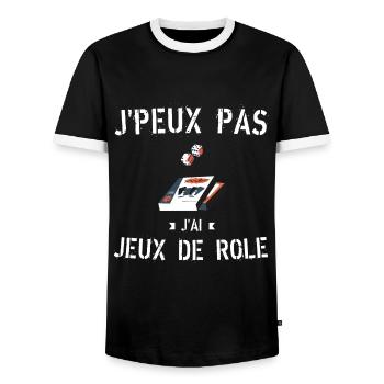 J Peux Pas J ai Jeux de Rôle - T-shirt contrasté Homme - noir/blanc - Devant - AI Model Female 172 light (172cm) & AI Model Male 178 light (178cm)