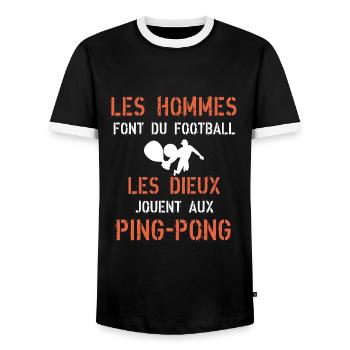 les dieux jouent au ping-pong - T-shirt contrasté Homme - noir/blanc - Devant - AI Model Female 172 light (172cm) & AI Model Male 178 light (178cm)