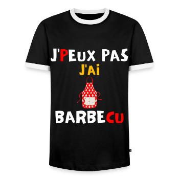 J peux pas j ai barbecue - T-shirt contrasté Homme - noir/blanc - Devant - AI Model Female 172 light (172cm) & AI Model Male 178 light (178cm)