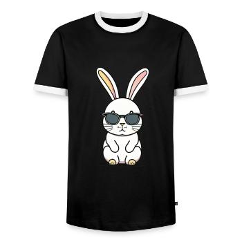 Lapin lunettes de soleil - T-shirt contrasté Homme - noir/blanc - Devant - AI Model Female 172 light (172cm) & AI Model Male 178 light (178cm)