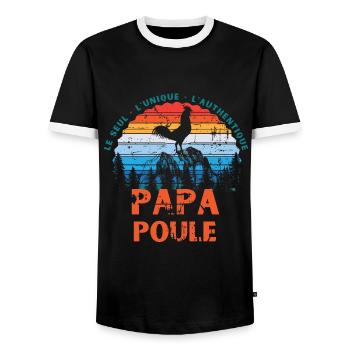 Papa Henne Geschenk T-Shirt Daddy Henne authentisch - Männer Kontrast-T-Shirt - Schwarz/Weiß - Vorne - AI Model Female 172 light (172cm) & AI Model Male 178 light (178cm)