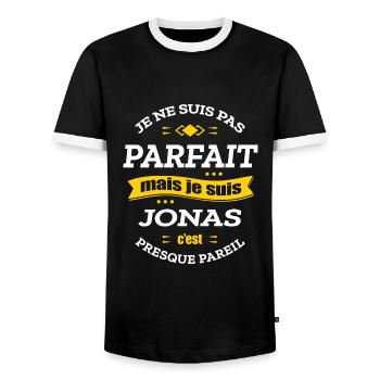 JONAS PARFAIT - PRENOM JONAS - T-shirt contrasté Homme - noir/blanc - Devant - AI Model Female 172 light (172cm) & AI Model Male 178 light (178cm)