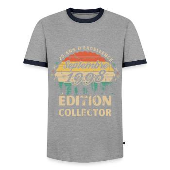 25 ans Septembre 1998 édition collector - T-shirt contrasté Homme - gris/marine  - Devant - AI Model Female 172 light (172cm) & AI Model Male 178 light (178cm)