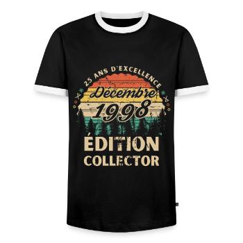 25 ans Décembre 1998 édition collector - T-shirt contrasté Homme - noir/blanc - Devant - AI Model Female 172 light (172cm) & AI Model Male 178 light (178cm)