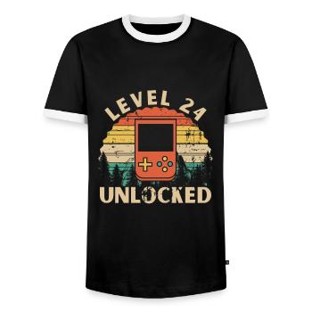 Level 24 Unlocked - T-shirt contrasté Homme - noir/blanc - Devant - AI Model Female 172 light (172cm) & AI Model Male 178 light (178cm)