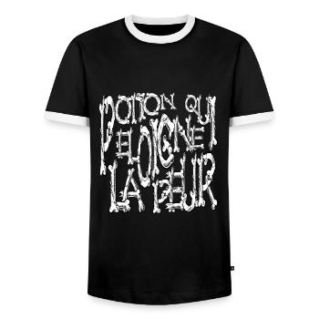 Potion qui éloigne la peur thème horreur osseux - T-shirt contrasté Homme - noir/blanc - Devant - AI Model Female 172 light (172cm) & AI Model Male 178 light (178cm)