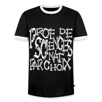 Prof de sciences nat par choix horreur ossements - T-shirt contrasté Homme - noir/blanc - Devant - AI Model Female 172 light (172cm) & AI Model Male 178 light (178cm)