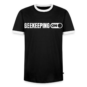 Imker sein - Männer Kontrast-T-Shirt - Schwarz/Weiß - Vorne - AI Model Female 172 light (172cm) & AI Model Male 178 light (178cm)