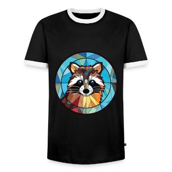 Racoon Colorful Aquarelle Animal Animal Illustration - T-shirt contrasté Homme - noir/blanc - Devant - AI Model Female 172 light (172cm) & AI Model Male 178 light (178cm)