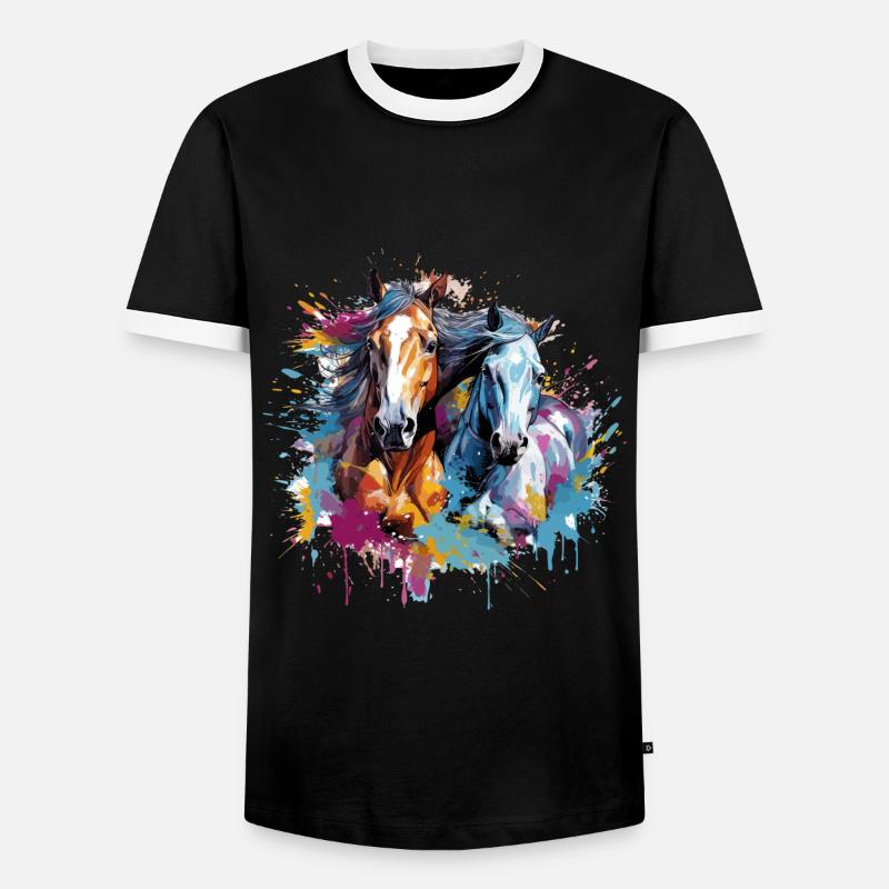 Pferde, Pferde - Männer Kontrast-T-Shirt - Schwarz/Weiß
