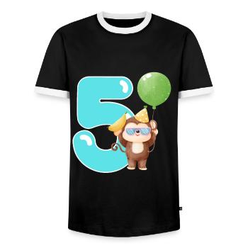 5. Geburtstag. 5 Jahre Geburtstagsgeschenk - Männer Kontrast-T-Shirt - Schwarz/Weiß - Vorne - AI Model Female 172 light (172cm) & AI Model Male 178 light (178cm)