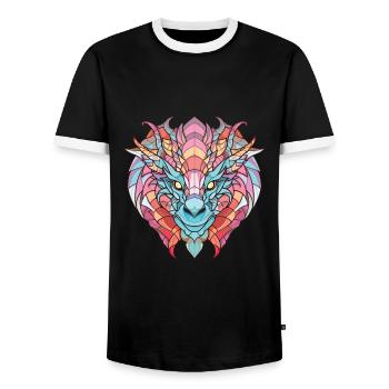 Drache Buntes Aquarell Tier Haustier Illustration - Männer Kontrast-T-Shirt - Schwarz/Weiß - Vorne - AI Model Female 172 light (172cm) & AI Model Male 178 light (178cm)