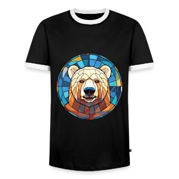 Bär Buntes Aquarell Tier Haustier Illustration - Männer Kontrast-T-Shirt - Schwarz/Weiß - Vorne - AI Model Female 172 light (172cm) & AI Model Male 178 light (178cm)
