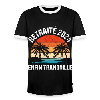 Retraité 2024 humour cadeau de retraite vintage - T-shirt contrasté Homme - noir/blanc - Devant - AI Model Female 172 light (172cm) & AI Model Male 178 light (178cm)