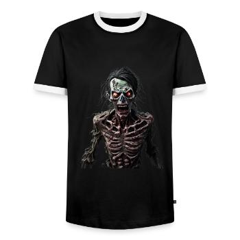 Zombie not very happy - Men's Ringer Shirt - black/white - Front - AI Model Female 172 light (172cm) & AI Model Male 178 light (178cm)