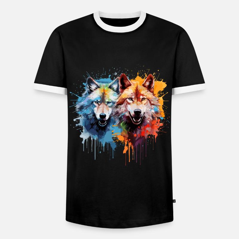 Two Wolves - Men's Ringer Shirt - black/white