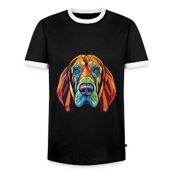 Bloodhound chien race aquarelle verre Illustration - T-shirt contrasté Homme - noir/blanc - Devant - AI Model Female 172 light (172cm) & AI Model Male 178 light (178cm)