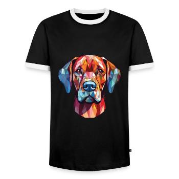 Broholmer Hunderasse Aquarell Glas Illustration - Männer Kontrast-T-Shirt - Schwarz/Weiß - Vorne - AI Model Female 172 light (172cm) & AI Model Male 178 light (178cm)