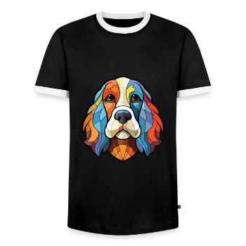 Brikett Griffon Vendeen Hunderasse Aquarellglas - Männer Kontrast-T-Shirt - Schwarz/Weiß - Vorne - AI Model Female 172 light (172cm) & AI Model Male 178 light (178cm)