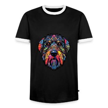 Terrier russe noir chien race verre aquarelle - T-shirt contrasté Homme - noir/blanc - Devant - AI Model Female 172 light (172cm) & AI Model Male 178 light (178cm)