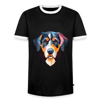 Entlebucher Mountain Dog Breed Aquarelle colorée - T-shirt contrasté Homme - noir/blanc - Devant - AI Model Female 172 light (172cm) & AI Model Male 178 light (178cm)