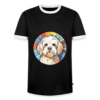Bouledogue Français chien race aquarelle Illustration - T-shirt contrasté Homme - noir/blanc - Devant - AI Model Female 172 light (172cm) & AI Model Male 178 light (178cm)