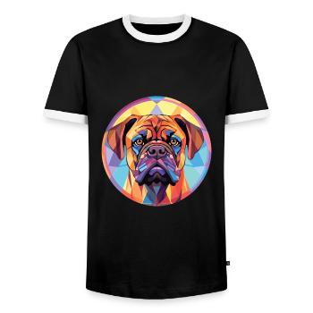 Bullmastiff chien race aquarelle Illustration - T-shirt contrasté Homme - noir/blanc - Devant - AI Model Female 172 light (172cm) & AI Model Male 178 light (178cm)