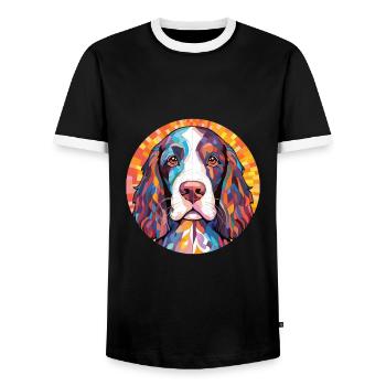 Gascons Saintongeois race de chien aquarelle colorée - T-shirt contrasté Homme - noir/blanc - Devant - AI Model Female 172 light (172cm) & AI Model Male 178 light (178cm)