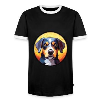 Deutsche Boxerhunderasse Aquarell Illustration - Männer Kontrast-T-Shirt - Schwarz/Weiß - Vorne - AI Model Female 172 light (172cm) & AI Model Male 178 light (178cm)
