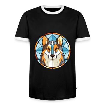 Affenpinscher race de chien aquarelle illustration - T-shirt contrasté Homme - noir/blanc - Devant - AI Model Female 172 light (172cm) & AI Model Male 178 light (178cm)