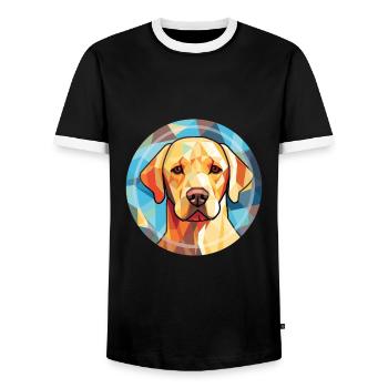 Labrador Retriever Hund Rasse buntes Aquarell - Männer Kontrast-T-Shirt - Schwarz/Weiß - Vorne - AI Model Female 172 light (172cm) & AI Model Male 178 light (178cm)