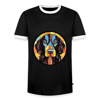 Bouledogue Français chien race aquarelle Illustration - T-shirt contrasté Homme - noir/blanc - Devant - AI Model Female 172 light (172cm) & AI Model Male 178 light (178cm)