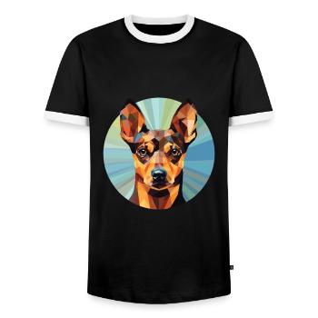 Deutsch Rauhaar Vorstehhund Rasse Aquarell - Männer Kontrast-T-Shirt - Schwarz/Weiß - Vorne - AI Model Female 172 light (172cm) & AI Model Male 178 light (178cm)