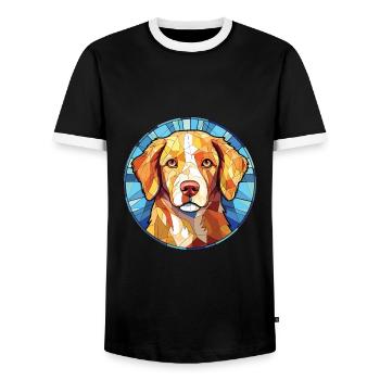 Nouvelle-Écosse canard Tolling Retriever chien aquarelle - T-shirt contrasté Homme - noir/blanc - Devant - AI Model Female 172 light (172cm) & AI Model Male 178 light (178cm)