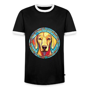 Sloughi chien race coloré aquarelle illustration - T-shirt contrasté Homme - noir/blanc - Devant - AI Model Female 172 light (172cm) & AI Model Male 178 light (178cm)