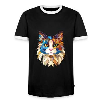 Ragdoll Cat Breed Illustration aquarelle colorée - T-shirt contrasté Homme - noir/blanc - Devant - AI Model Female 172 light (172cm) & AI Model Male 178 light (178cm)