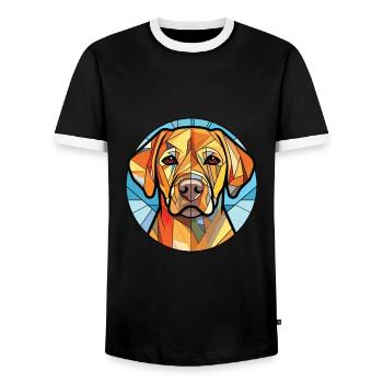 Labrador Retriever Hund Rasse buntes Aquarell - Männer Kontrast-T-Shirt - Schwarz/Weiß - Vorne - AI Model Female 172 light (172cm) & AI Model Male 178 light (178cm)