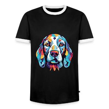 Dalmatinische Hunderasse Aquarellglas-Illustration - Männer Kontrast-T-Shirt - Schwarz/Weiß - Vorne - AI Model Female 172 light (172cm) & AI Model Male 178 light (178cm)