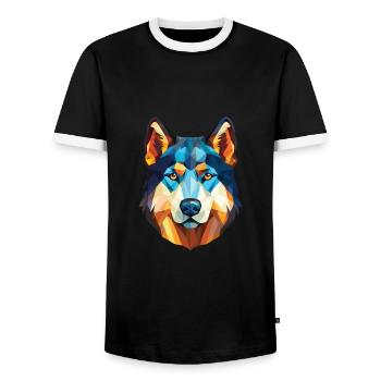 Labrador Husky kanadische Hunderasse Aquarellglas - Männer Kontrast-T-Shirt - Schwarz/Weiß - Vorne - AI Model Female 172 light (172cm) & AI Model Male 178 light (178cm)