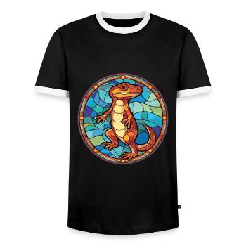 Bunte Aquarell-Tierillustration des Salamanders - Männer Kontrast-T-Shirt - Schwarz/Weiß - Vorne - AI Model Female 172 light (172cm) & AI Model Male 178 light (178cm)