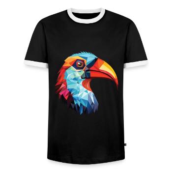 Oiseau Aquarelle Colorée Animal Illustration D’animaux De Compagnie - T-shirt contrasté Homme - noir/blanc - Devant - AI Model Female 172 light (172cm) & AI Model Male 178 light (178cm)