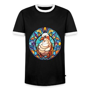 Taube buntes Aquarell Tier Haustier Illustration - Männer Kontrast-T-Shirt - Schwarz/Weiß - Vorne - AI Model Female 172 light (172cm) & AI Model Male 178 light (178cm)