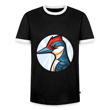 Illustration animale aquarelle colorée de pic - T-shirt contrasté Homme - noir/blanc - Devant - AI Model Female 172 light (172cm) & AI Model Male 178 light (178cm)