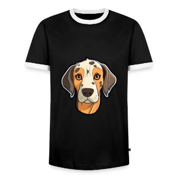 Leopard Cur Hund Rasse Cartoon Kawaii Illustration - Männer Kontrast-T-Shirt - Schwarz/Weiß - Vorne - AI Model Female 172 light (172cm) & AI Model Male 178 light (178cm)