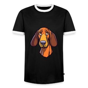 Lettische Jagdhunderasse Cartoon Kawaii Illustration - Männer Kontrast-T-Shirt - Schwarz/Weiß - Vorne - AI Model Female 172 light (172cm) & AI Model Male 178 light (178cm)