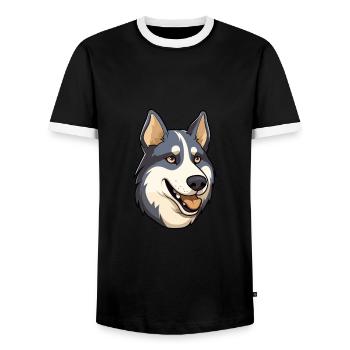 Labrador Husky Hunderasse Cartoon Kawaii Illustrati - Männer Kontrast-T-Shirt - Schwarz/Weiß - Vorne - AI Model Female 172 light (172cm) & AI Model Male 178 light (178cm)